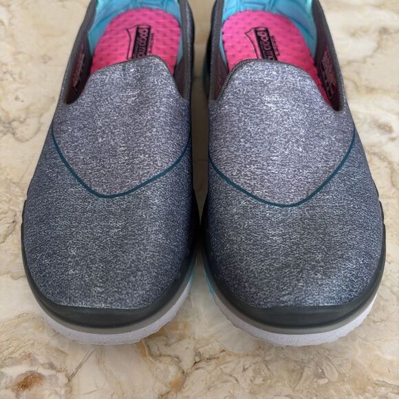 Skechers Performance Women's Go Flex Slip-On Walking Shoe Charcoal/Blue - Picture 4 of 13